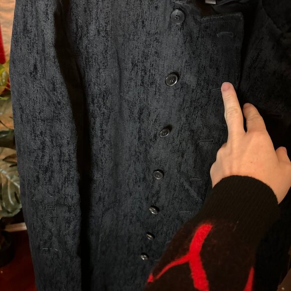 $1298 JOHN VARVATOS Textured Double Breasted BLACK COAT (szIT48) - Picture 6 of 11